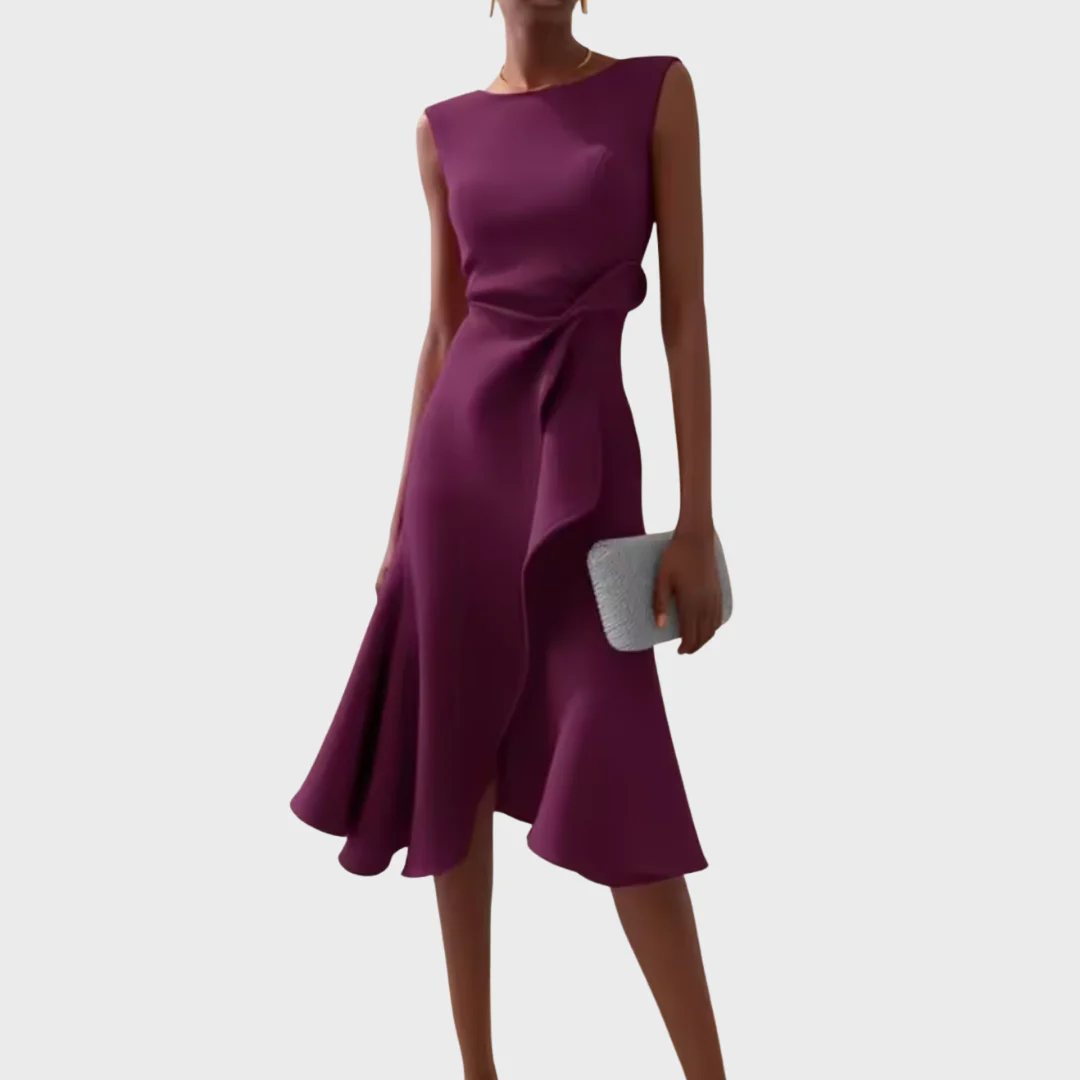 Robe portefeuille midi sans manches pour femme – Ourlet asymétrique, style élégant pour les fêtes d'été - Image 9
