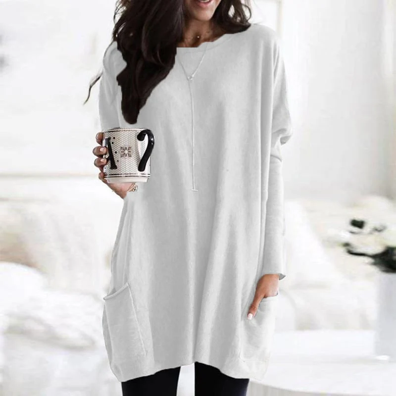 Robe-Pull Femme à Coupe Décontractée – Manches Longues, Col Rond Légèrement Oversize - Image 4