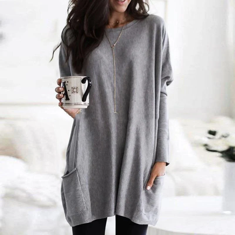 Robe-Pull Femme à Coupe Décontractée – Manches Longues, Col Rond Légèrement Oversize - Image 5