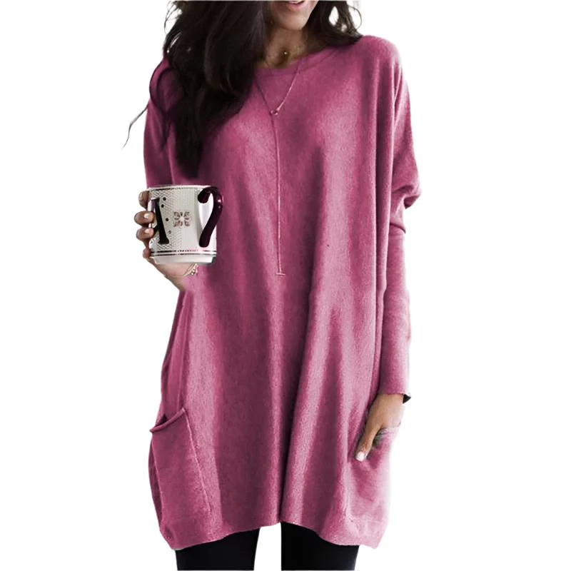 Robe-Pull Femme à Coupe Décontractée – Manches Longues, Col Rond Légèrement Oversize - Image 6