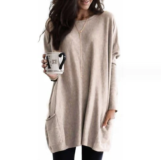 Robe-Pull Femme à Coupe Décontractée – Manches Longues, Col Rond Légèrement Oversize - Image 7