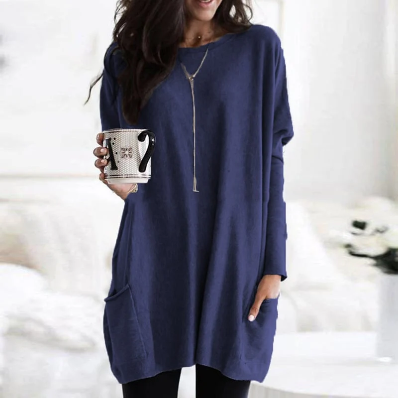 Robe-Pull Femme à Coupe Décontractée – Manches Longues, Col Rond Légèrement Oversize - Image 8