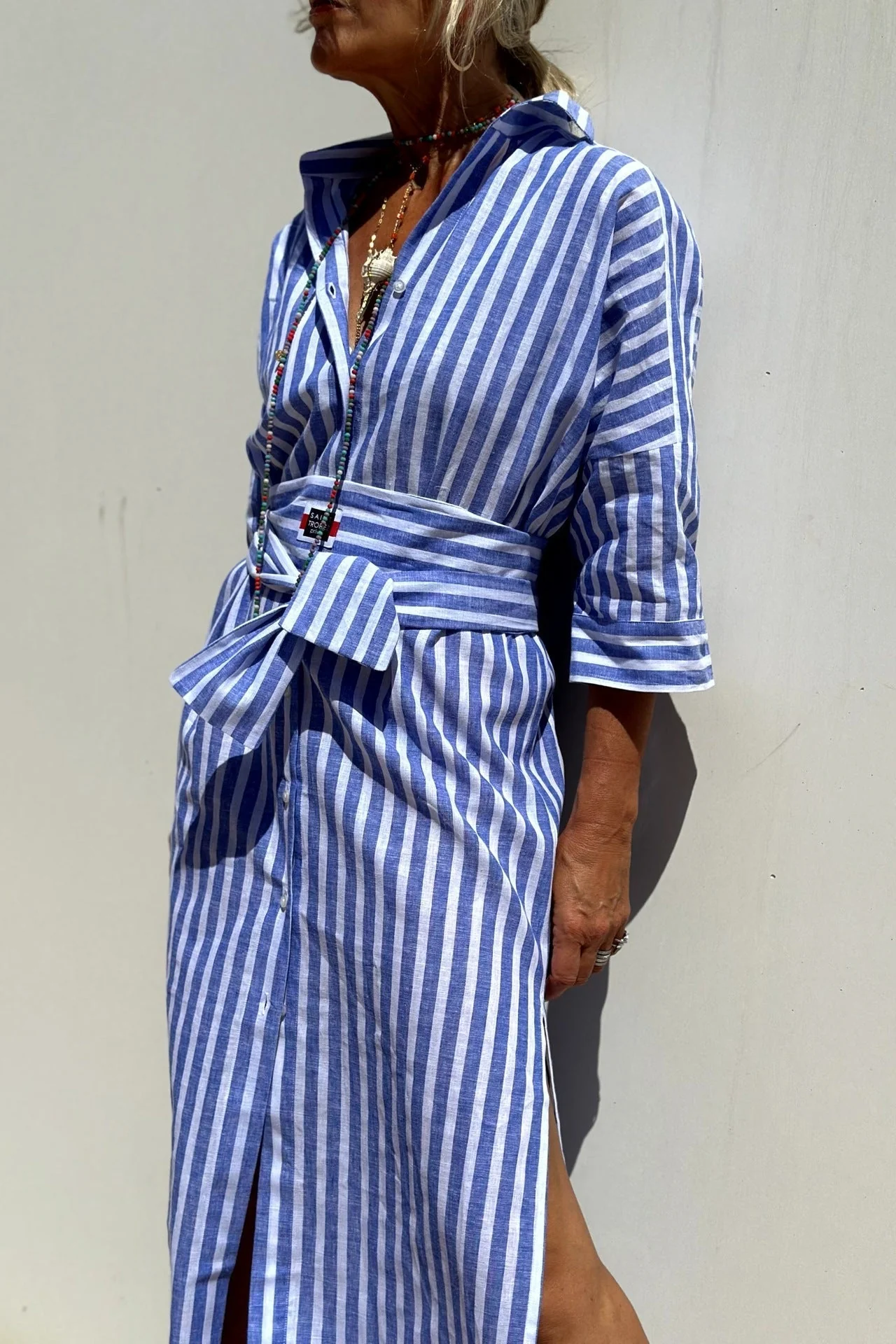 Robe rayee femme avec ceinture a nouer - Chic et decontractee - Image 2