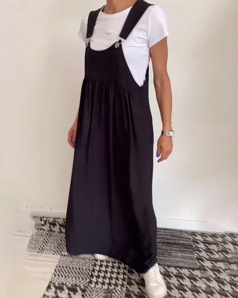 Robe Salopette Maxi Élégante Femme – Style Décontracté Chic Fluide Sans Manches - Image 3