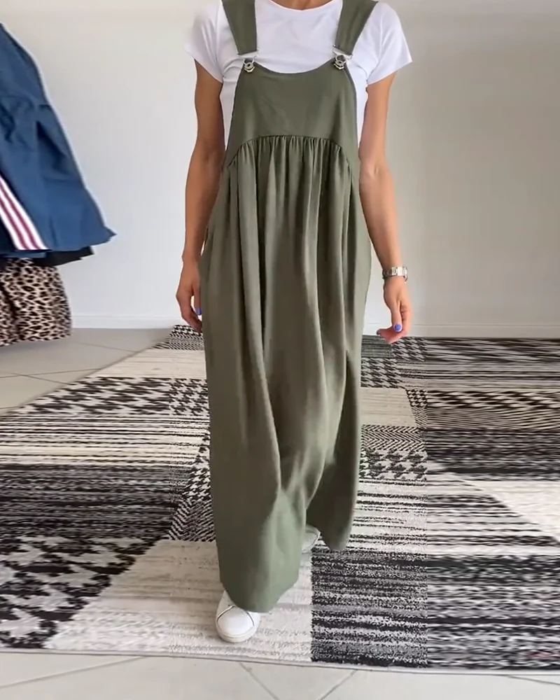 Robe Salopette Maxi Élégante Femme – Style Décontracté Chic Fluide Sans Manches - Image 5