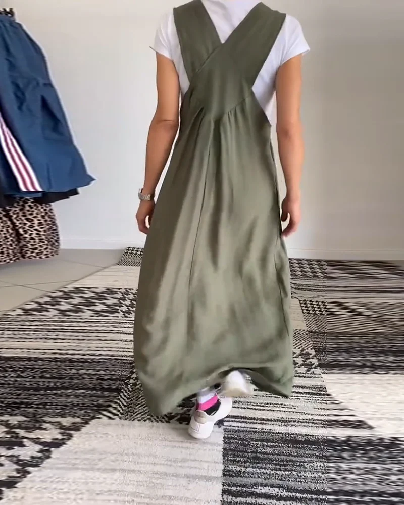 Robe Salopette Maxi Élégante Femme – Style Décontracté Chic Fluide Sans Manches - Image 6