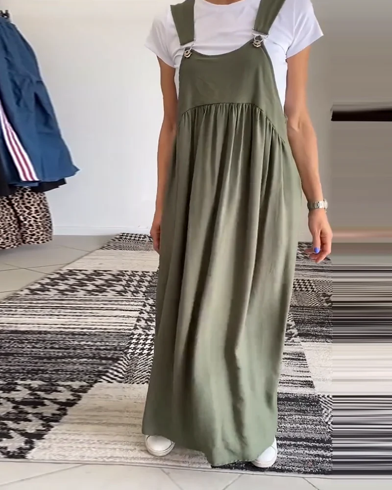 Robe Salopette Maxi Élégante Femme – Style Décontracté Chic Fluide Sans Manches - Image 7