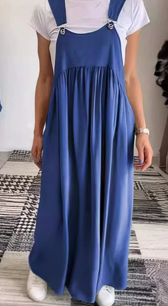 Robe Salopette Maxi Élégante Femme – Style Décontracté Chic Fluide Sans Manches - Image 8