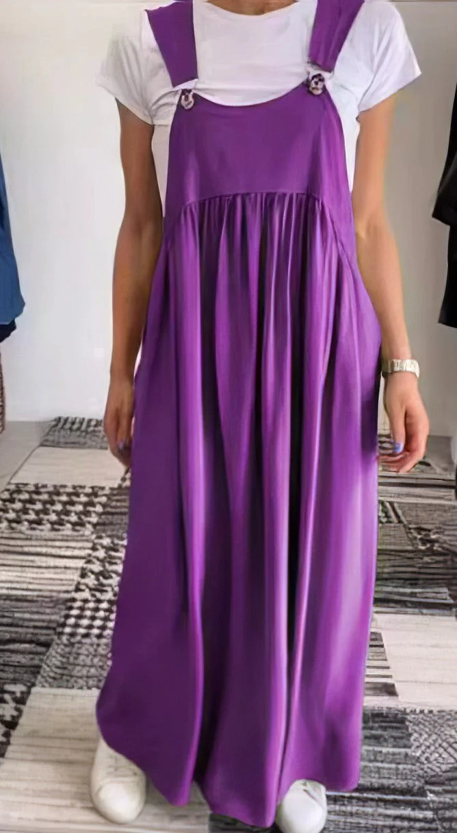 Robe Salopette Maxi Élégante Femme – Style Décontracté Chic Fluide Sans Manches - Image 9