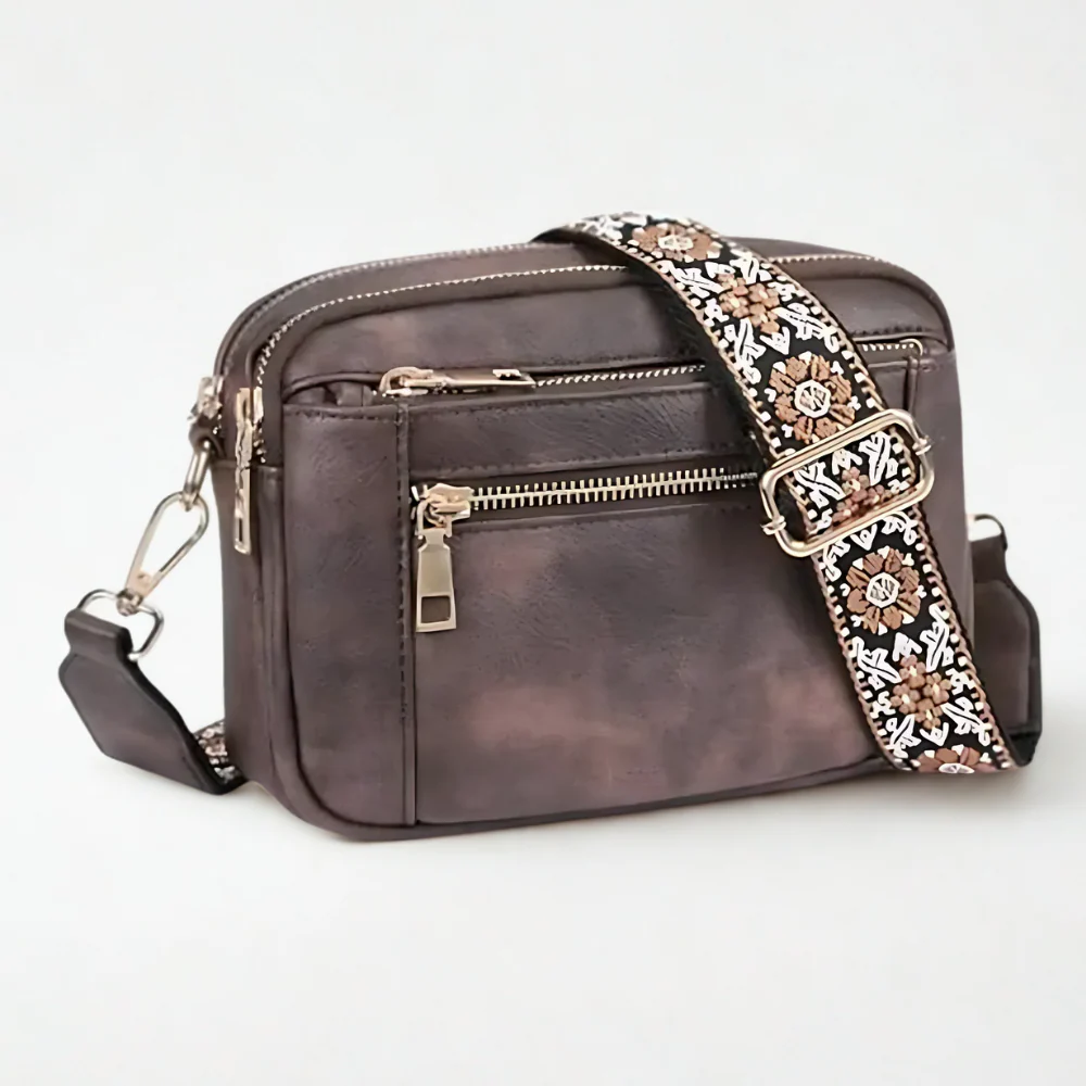Sac à Bandoulière en Cuir Raffiné Femme – Mini Sac Zippé à Porter Épaule