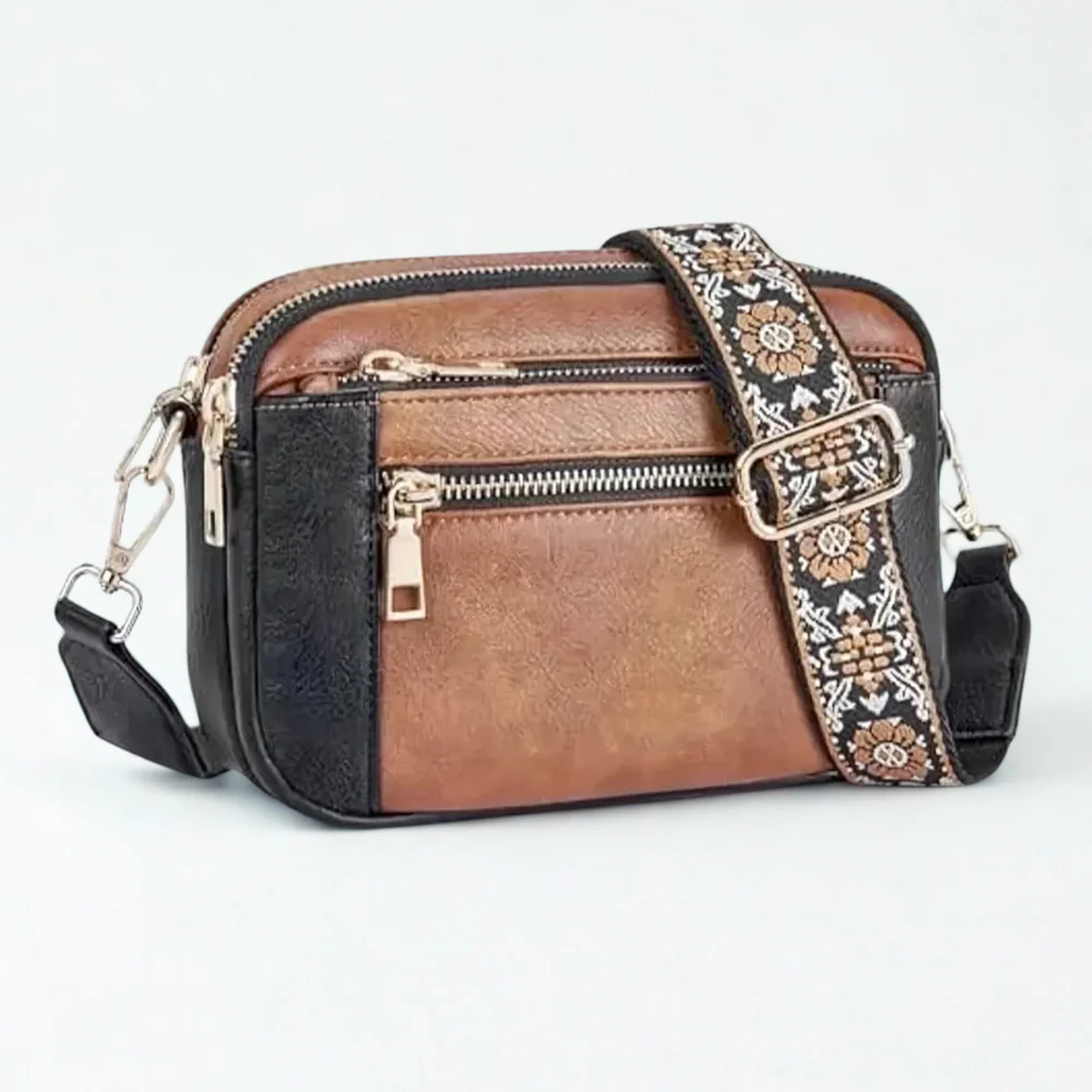 Sac à Bandoulière en Cuir Raffiné Femme – Mini Sac Zippé à Porter Épaule - Image 2