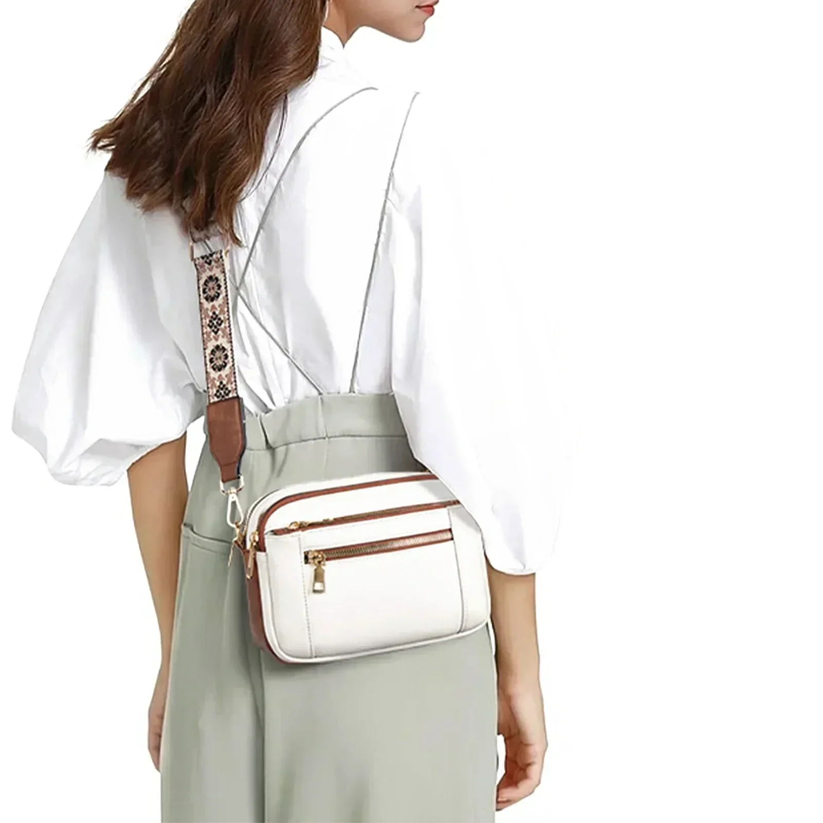 Sac à Bandoulière en Cuir Raffiné Femme – Mini Sac Zippé à Porter Épaule - Image 6
