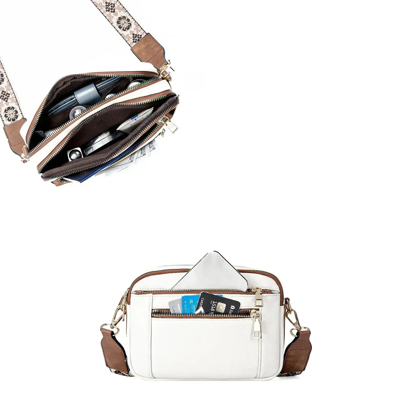 Sac à Bandoulière en Cuir Raffiné Femme – Mini Sac Zippé à Porter Épaule - Image 7