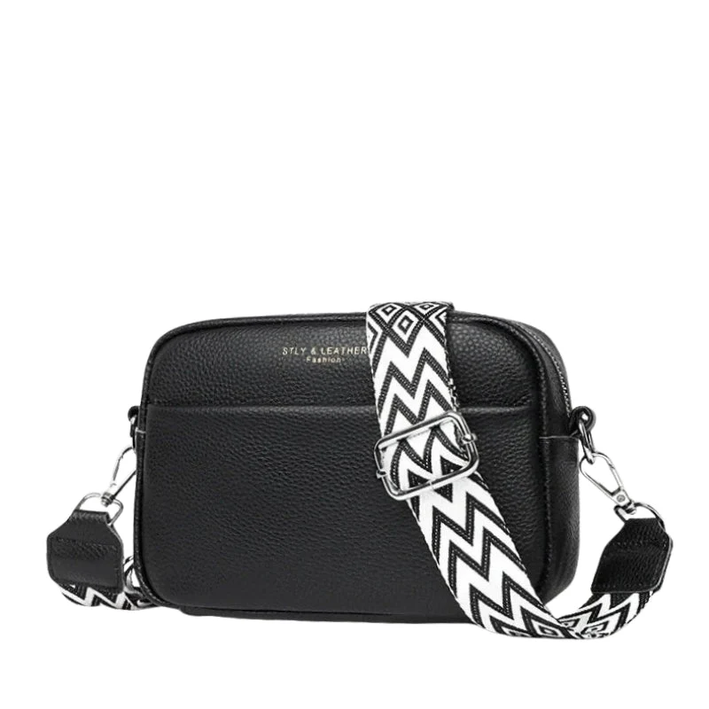 Sac bandouliere femme en cuir avec sangle large - Pratique et tendance - Image 2