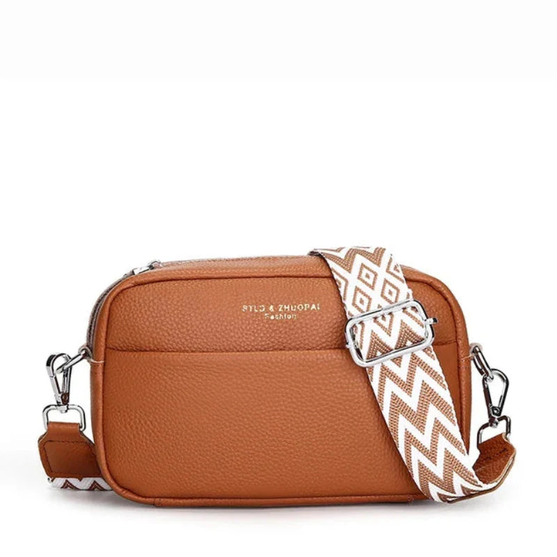 Sac bandouliere femme en cuir avec sangle large - Pratique et tendance - Image 3