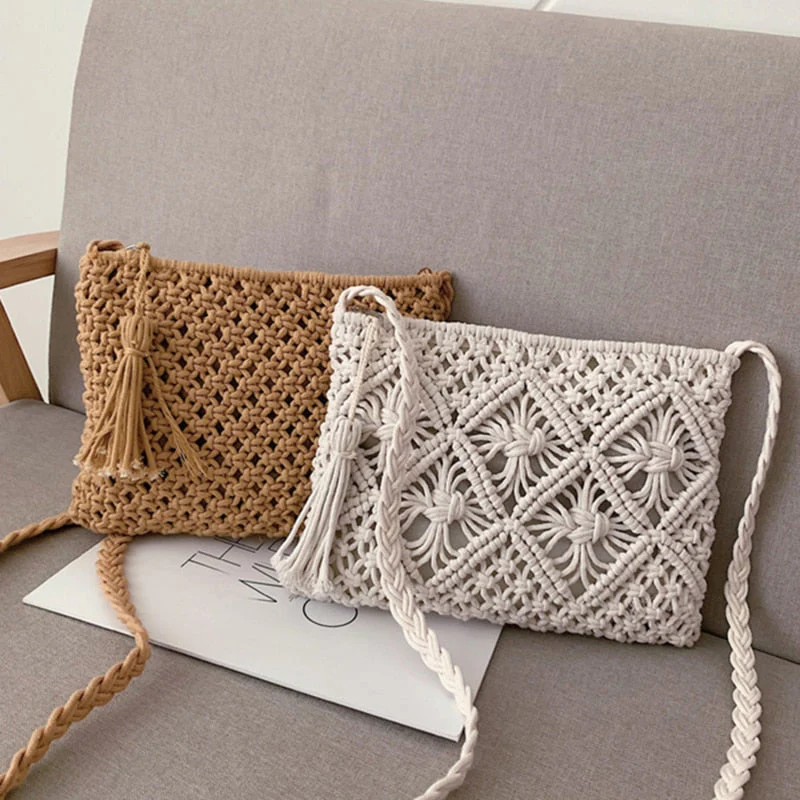 Sac Bandoulière Tressé Femme – Macramé Coton Fait Main Style Estival - Image 3