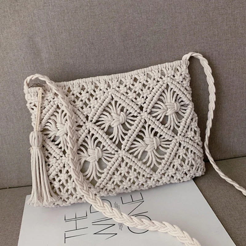 Sac Bandoulière Tressé Femme – Macramé Coton Fait Main Style Estival - Image 5