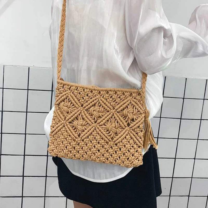 Sac Bandoulière Tressé Femme – Macramé Coton Fait Main Style Estival - Image 6