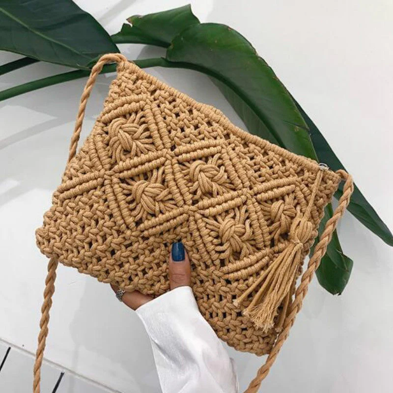 Sac Bandoulière Tressé Femme – Macramé Coton Fait Main Style Estival - Image 7