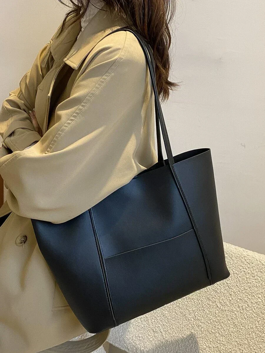 Sac cabas en cuir pour femme avec poignée supérieure – Grand format chic et élégant - Image 2