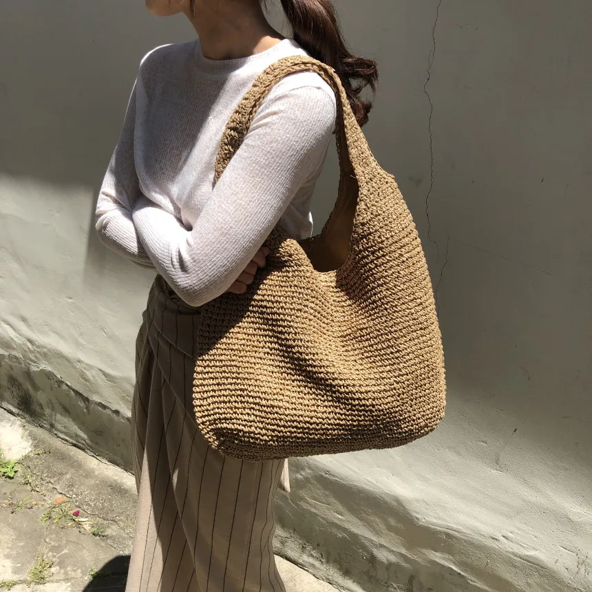 Sac de plage élégant en paille pour femme - Image 5
