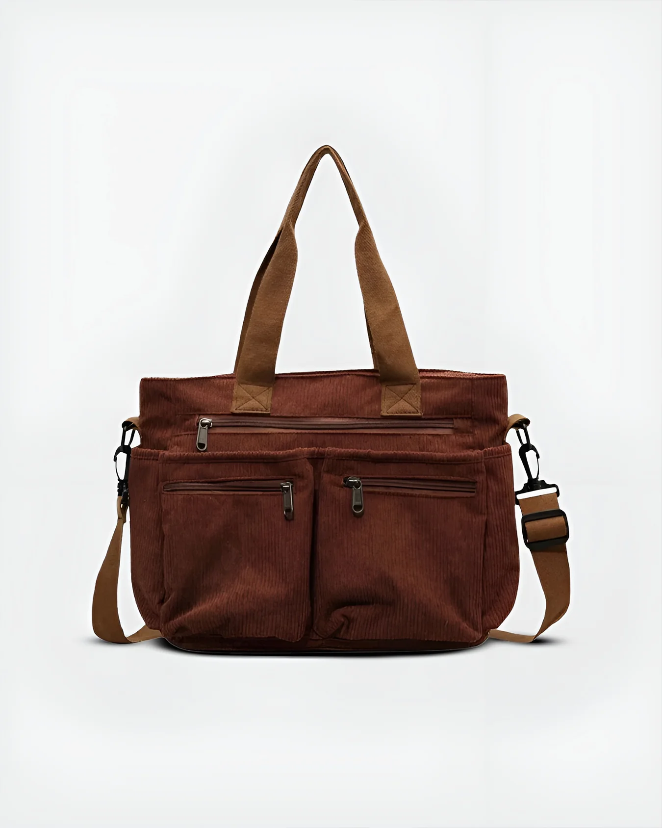 Sac fourre-tout en velours côtelé pour femme – Léger, zippé, sac quotidien - Image 7