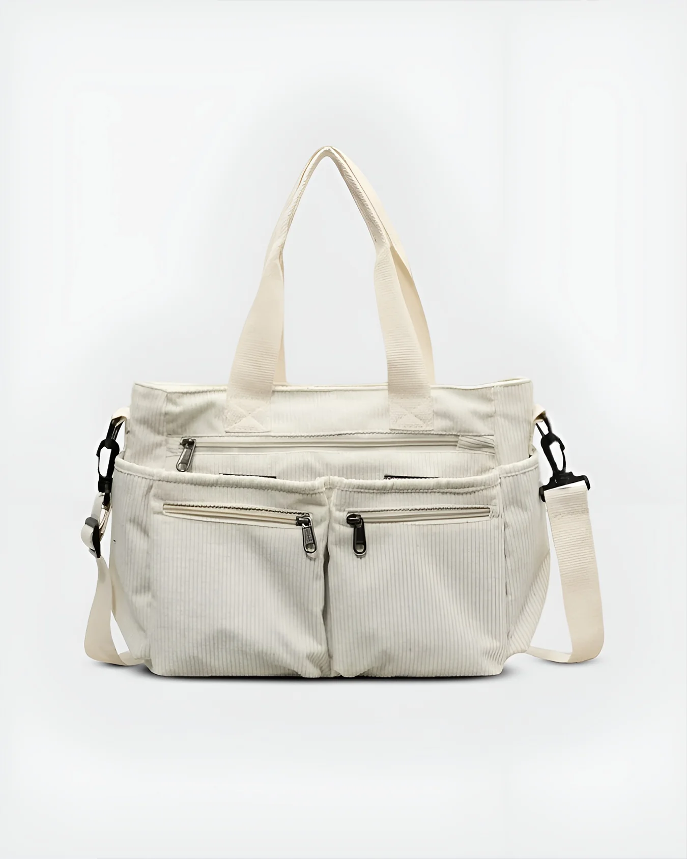 Sac fourre-tout en velours côtelé pour femme – Léger, zippé, sac quotidien - Image 8