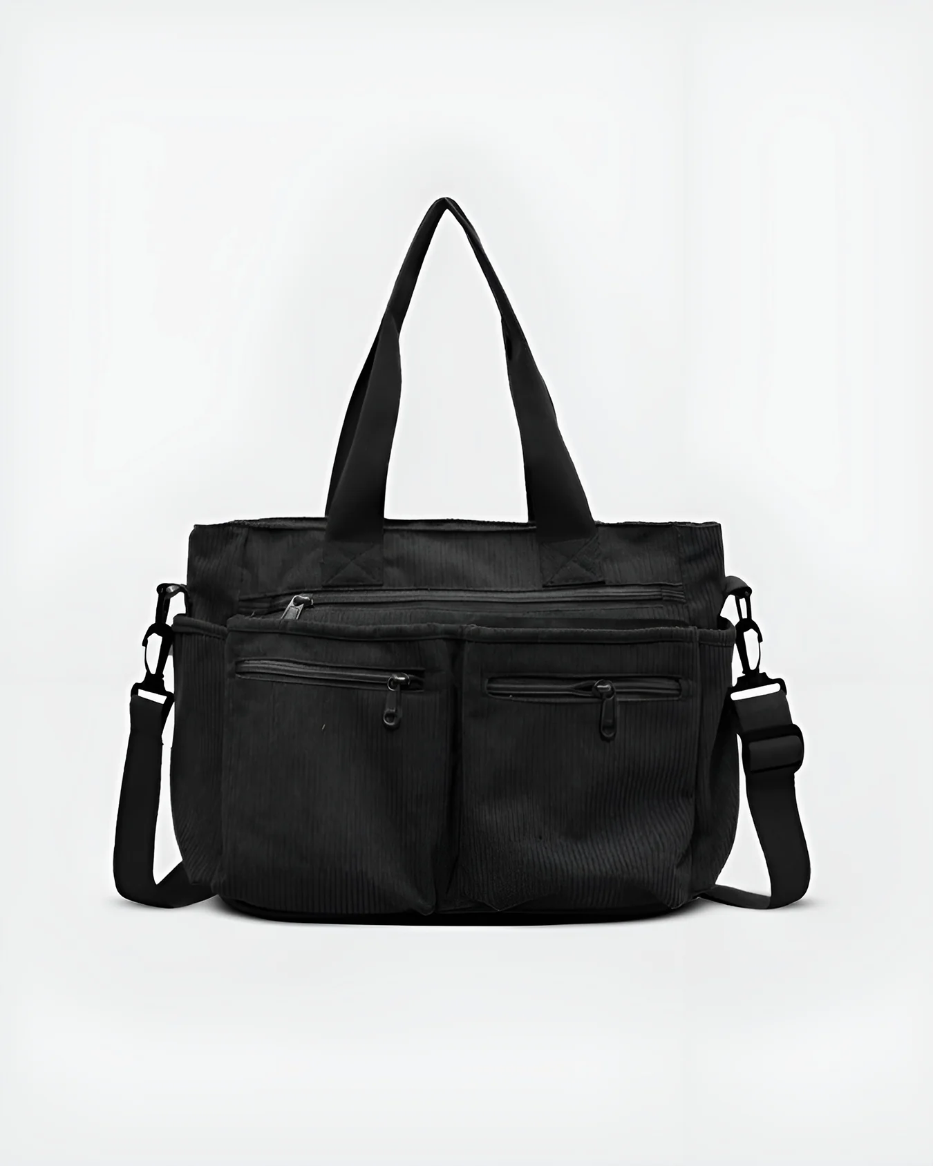 Sac fourre-tout en velours côtelé pour femme – Léger, zippé, sac quotidien - Image 9