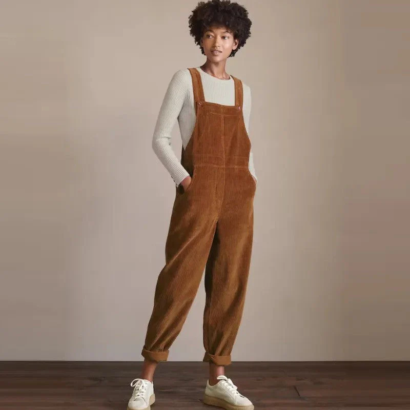 Salopette Femme Oversize En Velours Côtelé – Look Décontracté Chic