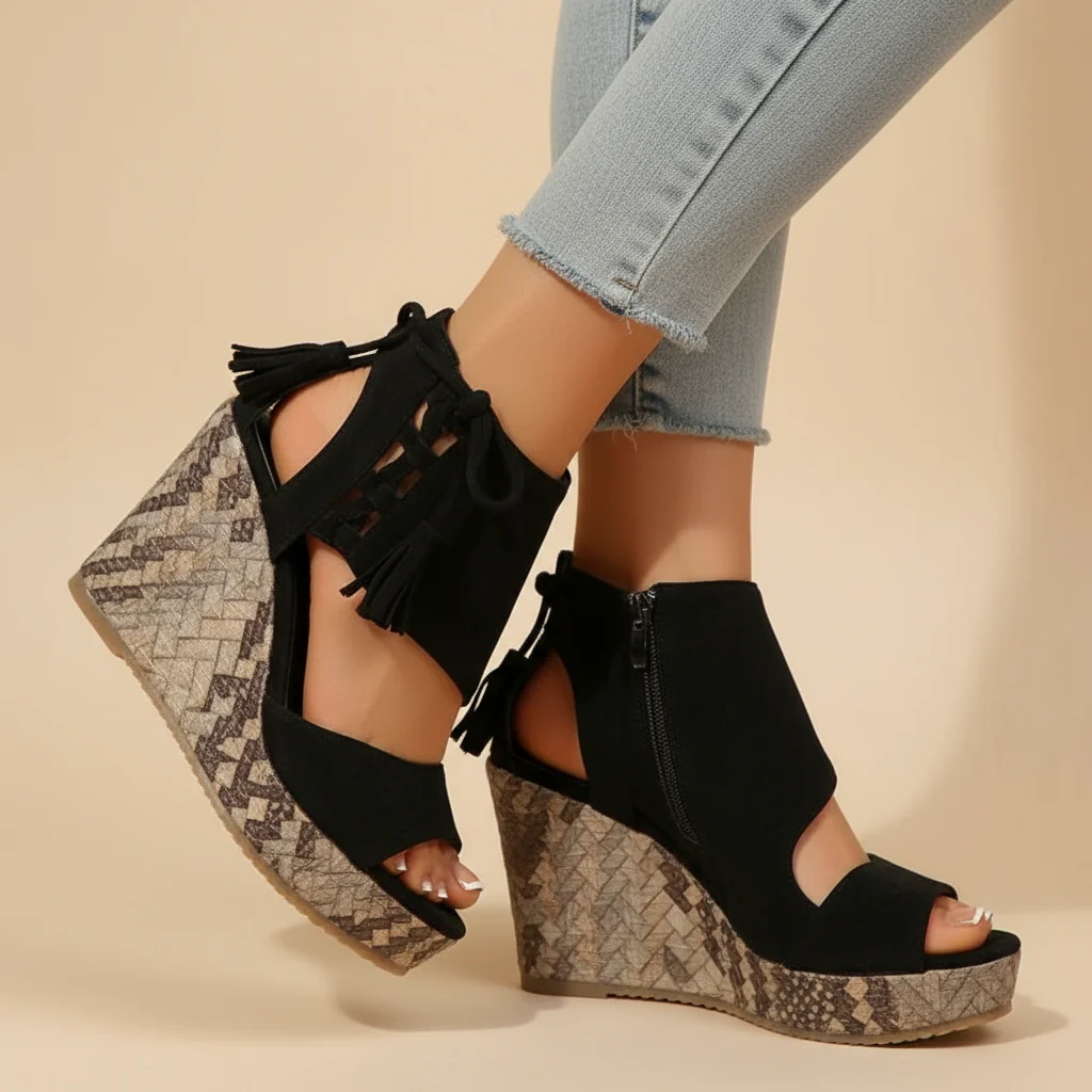 Sandales Compensées Bohème Chic Femme – Plateforme Haute Confort Été - Image 2