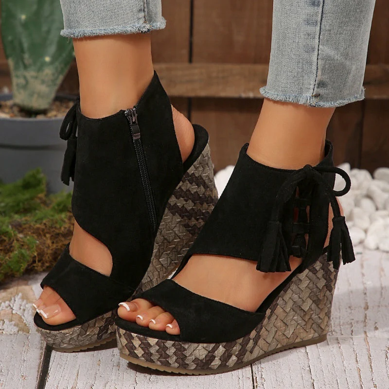 Sandales Compensées Bohème Chic Femme – Plateforme Haute Confort Été - Image 4