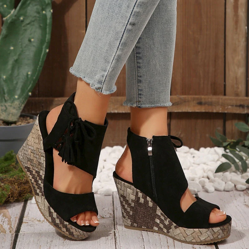 Sandales Compensées Bohème Chic Femme – Plateforme Haute Confort Été - Image 5
