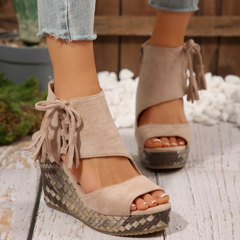 Sandales Compensées Bohème Chic Femme – Plateforme Haute Confort Été - Image 7