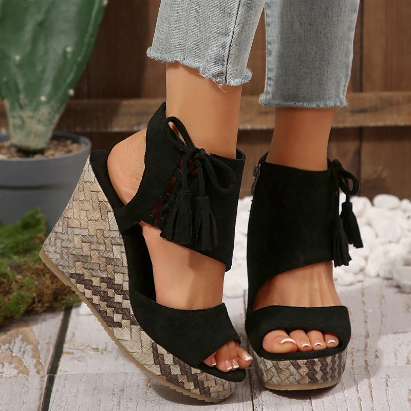 Sandales Compensées Bohème Chic Femme – Plateforme Haute Confort Été - Image 8
