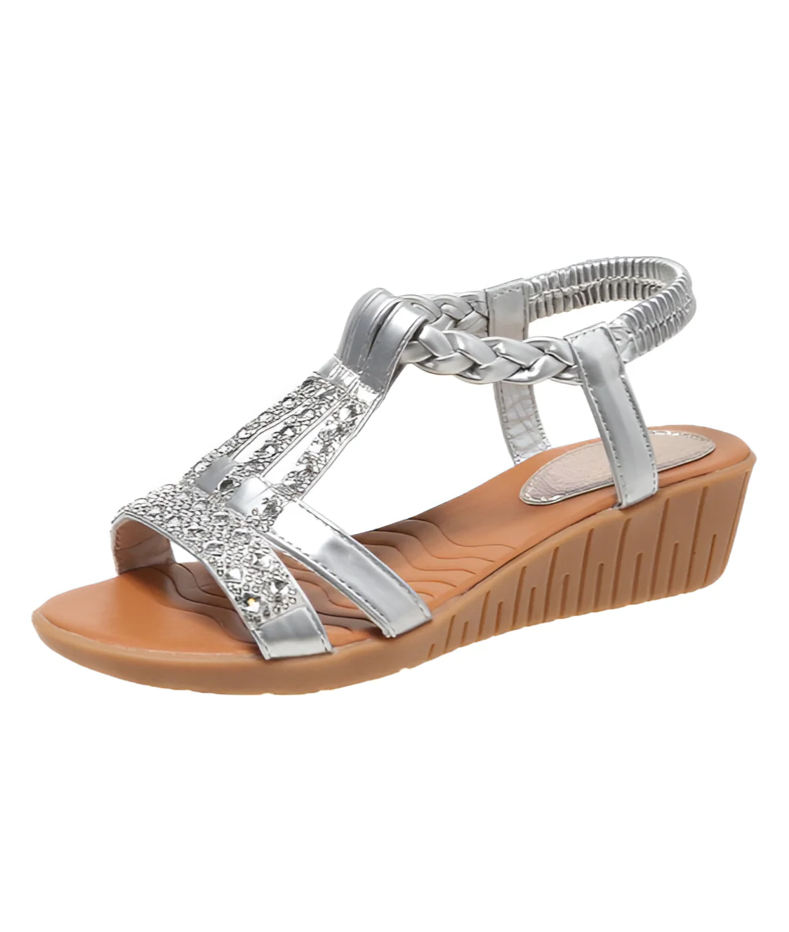 Sandales compensées boho élégantes pour femme avec strass – Ouvertes et confortables pour l’été - Image 7