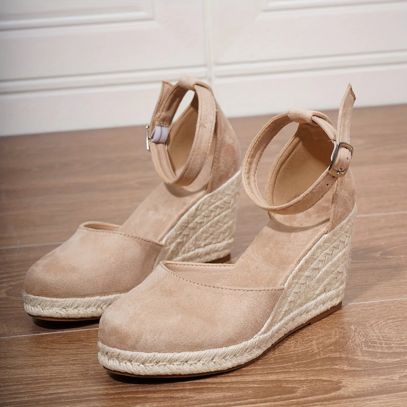 Sandales compensées femme – Espadrilles à talon avec bride à la cheville - Image 3