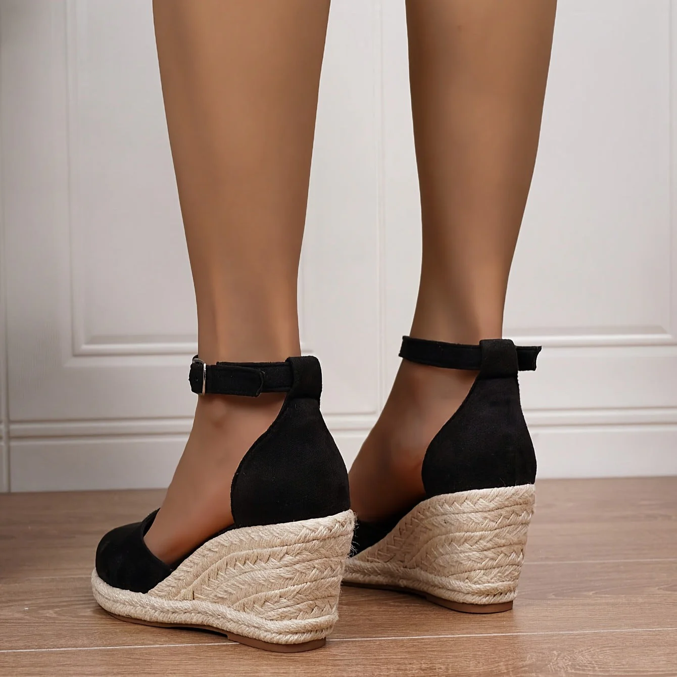 Sandales compensées femme – Espadrilles à talon avec bride à la cheville - Image 5