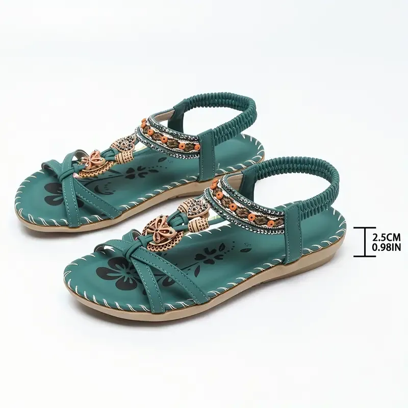 Sandales Élégantes Femme à Strass – Style Bohème Perlé et Brodé - Image 13