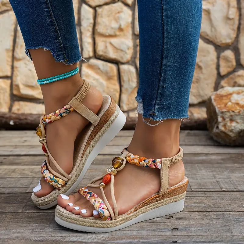 Sandales Femme à Talon Compensé Bohème – Chaussures d’Été Confortables à Petit Talon - Image 2