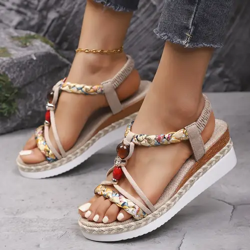 Sandales Femme à Talon Compensé Bohème – Chaussures d’Été Confortables à Petit Talon - Image 5