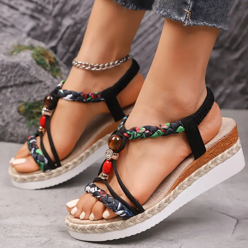 Sandales Femme à Talon Compensé Bohème – Chaussures d’Été Confortables à Petit Talon - Image 6