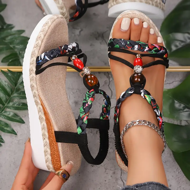 Sandales Femme à Talon Compensé Bohème – Chaussures d’Été Confortables à Petit Talon - Image 7
