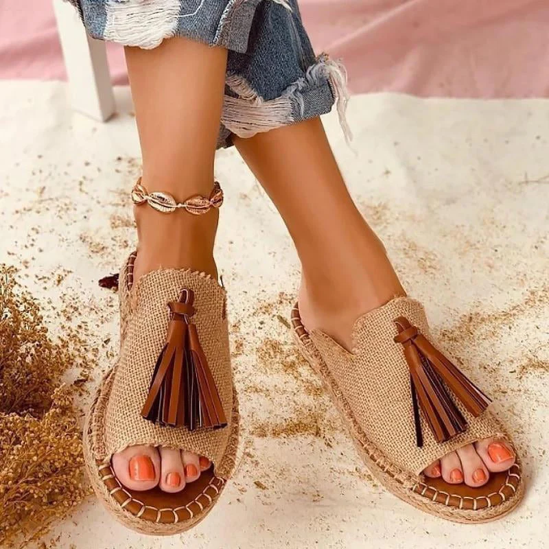 Sandales mules femme a motif boheme - Confortables et estivales