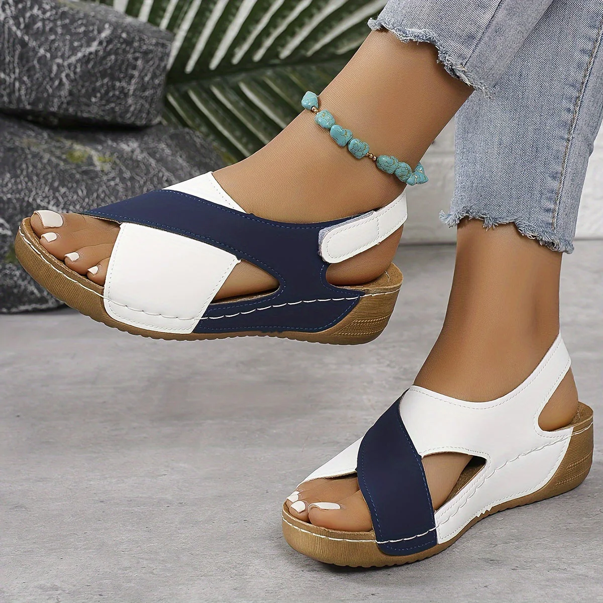 Sandales Plateforme Ouvertes Femme – Chaussures Confort à Semelle Amortie
