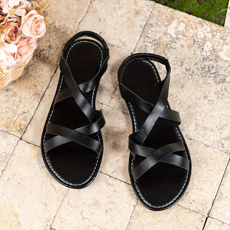 Sandales plates dorées à brides croisées pour femmes – Style décontracté, élégant et confortable pour l'été - Image 9