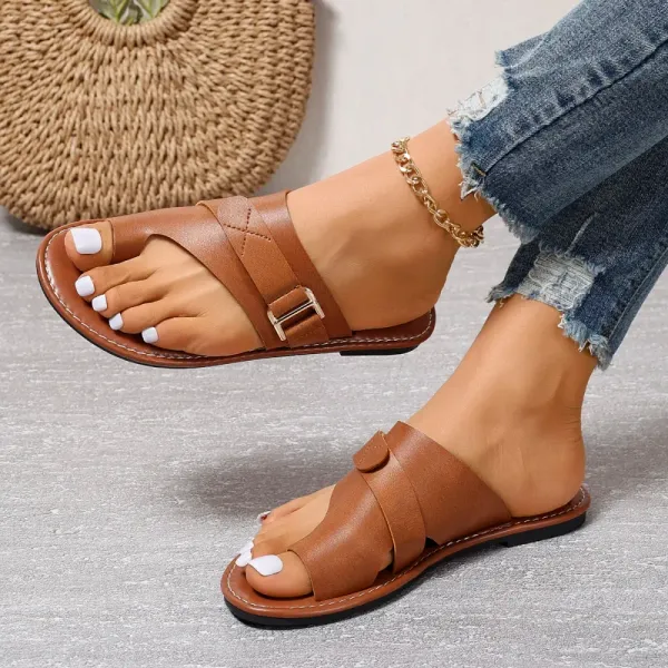 Sandales Plates en Cuir Femme – Chaussons Élégants à Boucle Confortable - Image 7