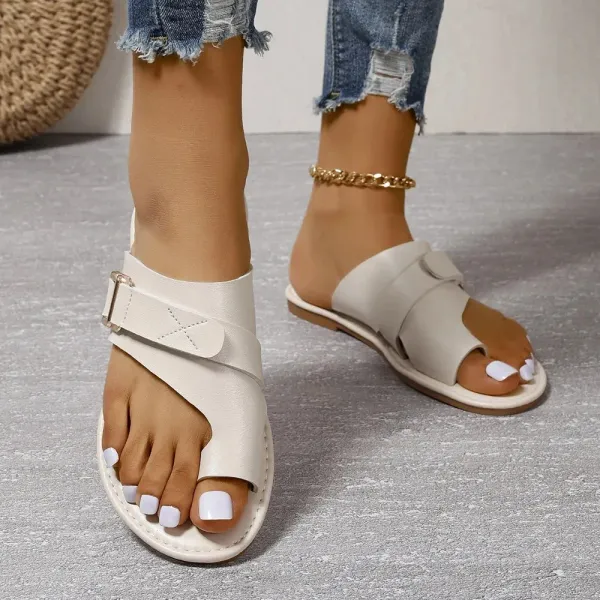 Sandales Plates en Cuir Femme – Chaussons Élégants à Boucle Confortable - Image 8