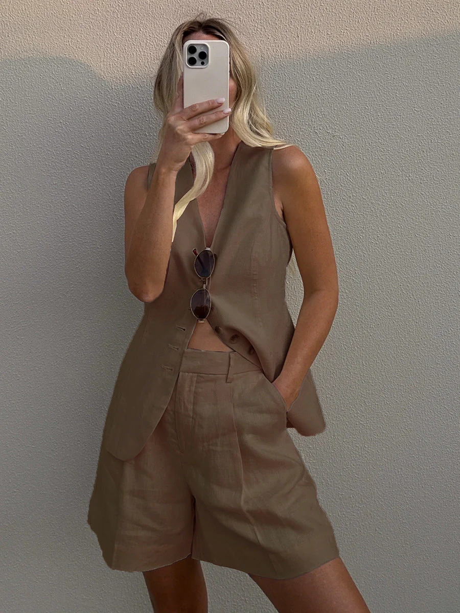 Set féminin lin-look – Parfait pour les journées ensoleillées - Image 9