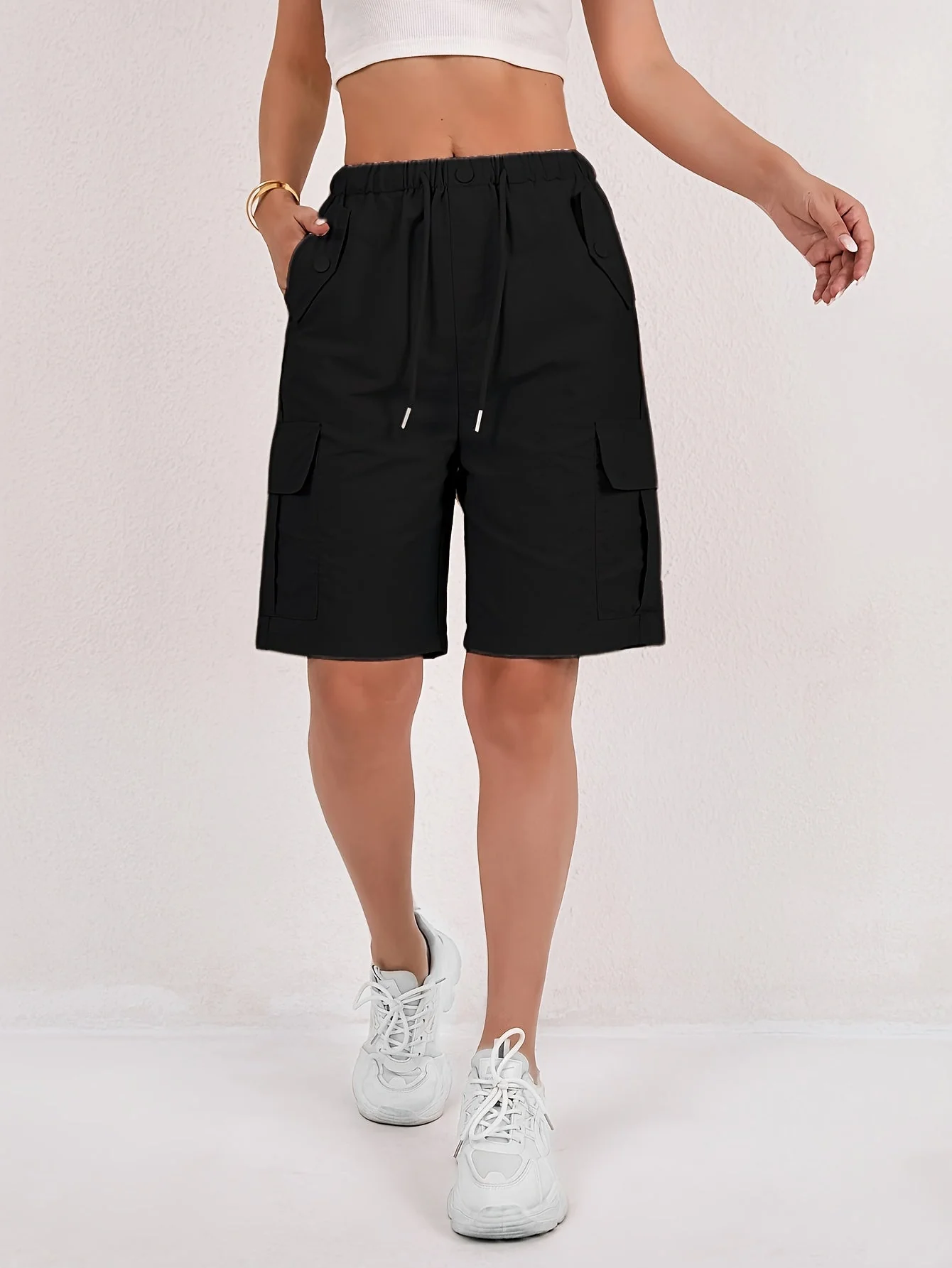 Short cargo Via rose poudré taille élastique femme - Image 12