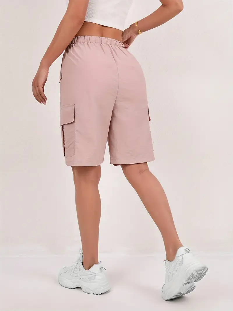 Short cargo Via rose poudré taille élastique femme - Image 3